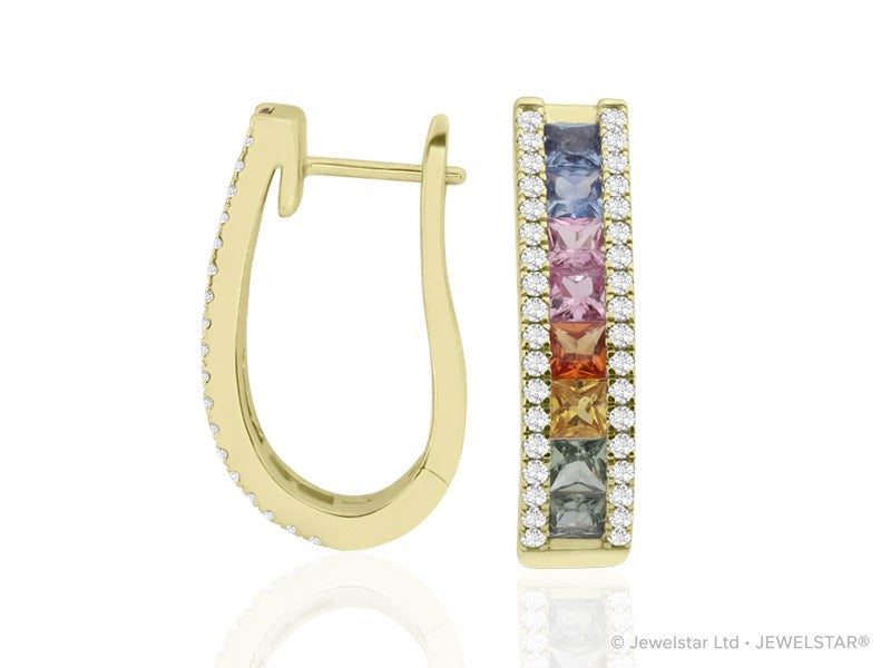 E-52503-CS-Y   Diamond & Colour Sapphire Earrings
