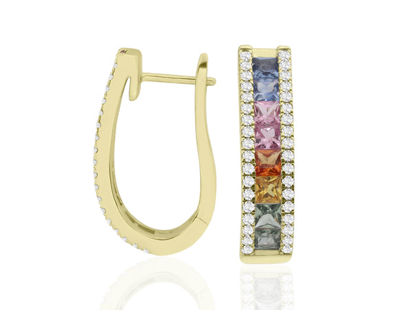 E-52503-CS-Y  Diamond & Colour Sapphire Earrings