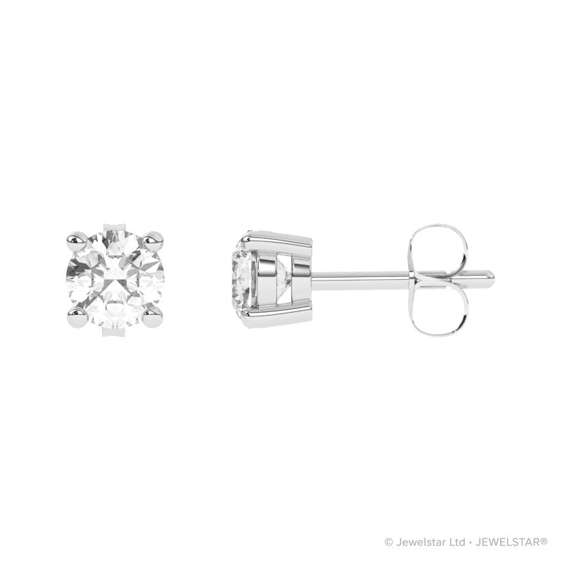 E-11050-AD-W  0.50ct G-H/SI Brilliant Cut Diamond Single Stone Earrings (IGI Report Included)