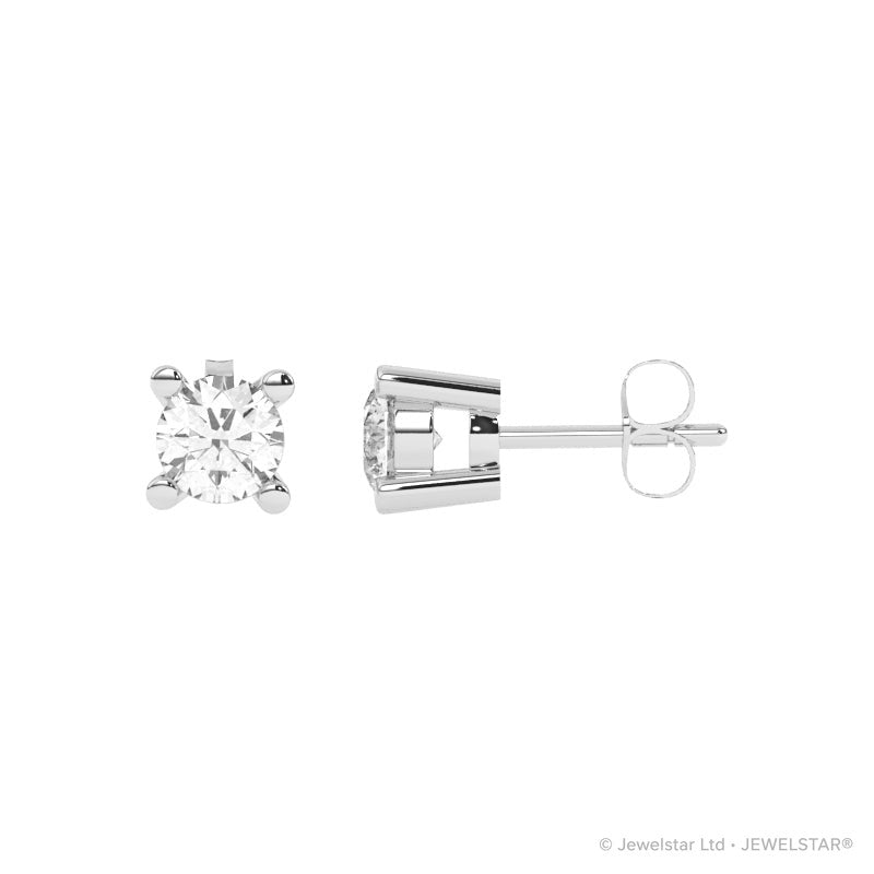 E-11075-AD-W  0.75ct G-H/SI Brilliant Cut Diamond Single Stone Earrings (IGI Report Included)