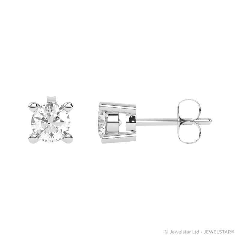 E-11100-AD-W  1.00ct G-H/SI Brilliant Cut Diamond Single Stone Earrings (IGI Report Included)