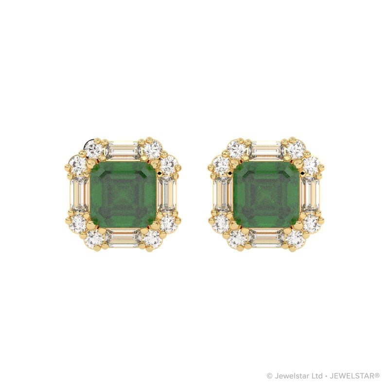 E-89800-EM-Y   Diamond & Emerald Cluster Earrings
