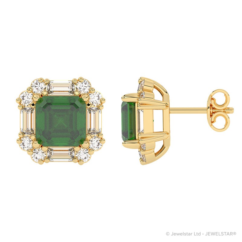 E-89800-EM-Y   Diamond & Emerald Cluster Earrings
