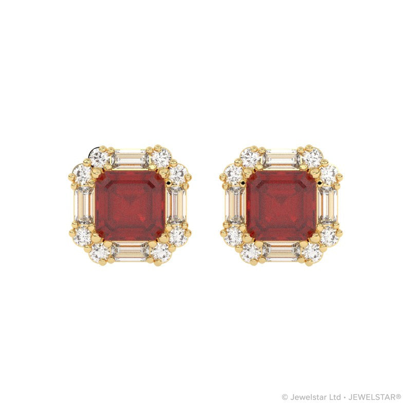 E-89800-RU-Y   Diamond & Ruby Cluster Earrings