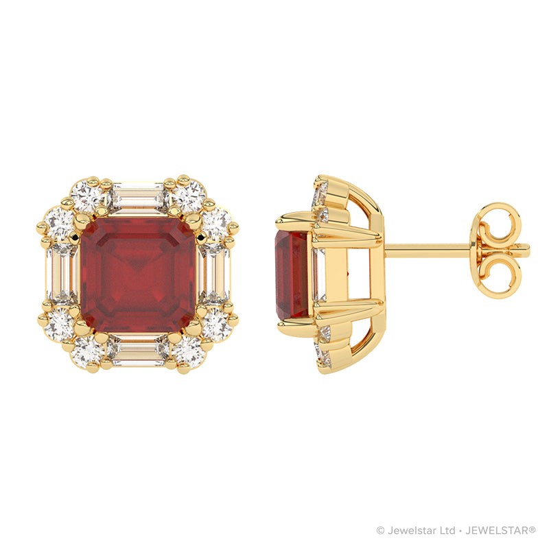 E-89800-RU-Y   Diamond & Ruby Cluster Earrings