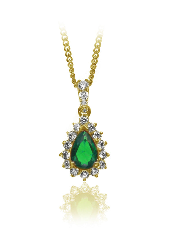 P-13607-EM-Y   Diamond & Emerald Cluster Pendant