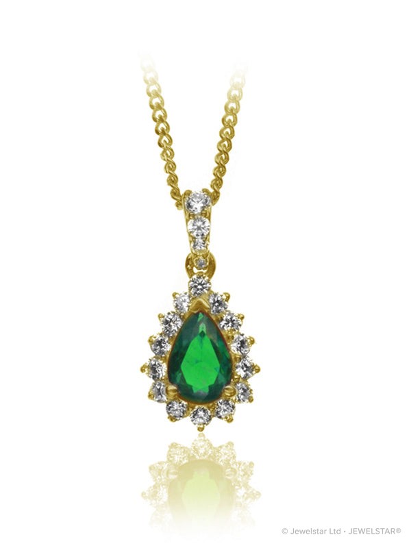 P-13607-EM-Y   Diamond & Emerald Cluster Pendant