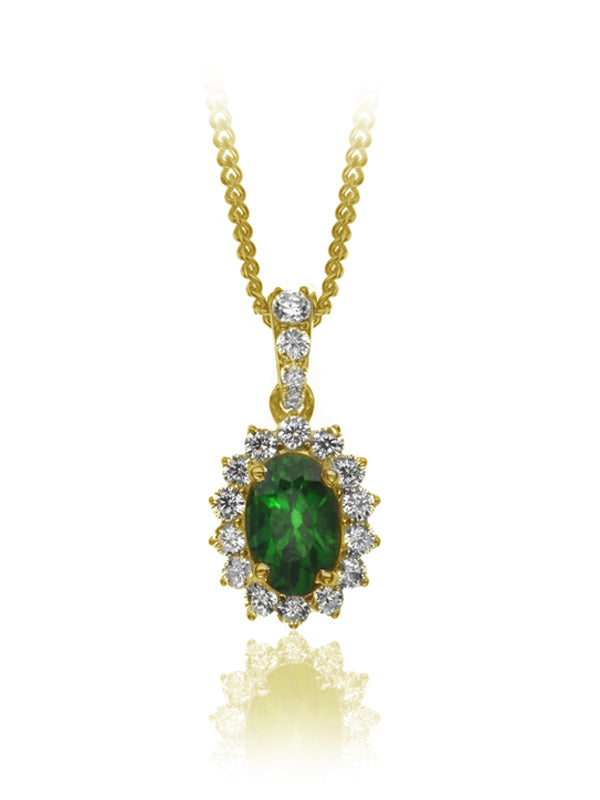 P-13608-EM-Y   Diamond & Emerald Cluster Pendant