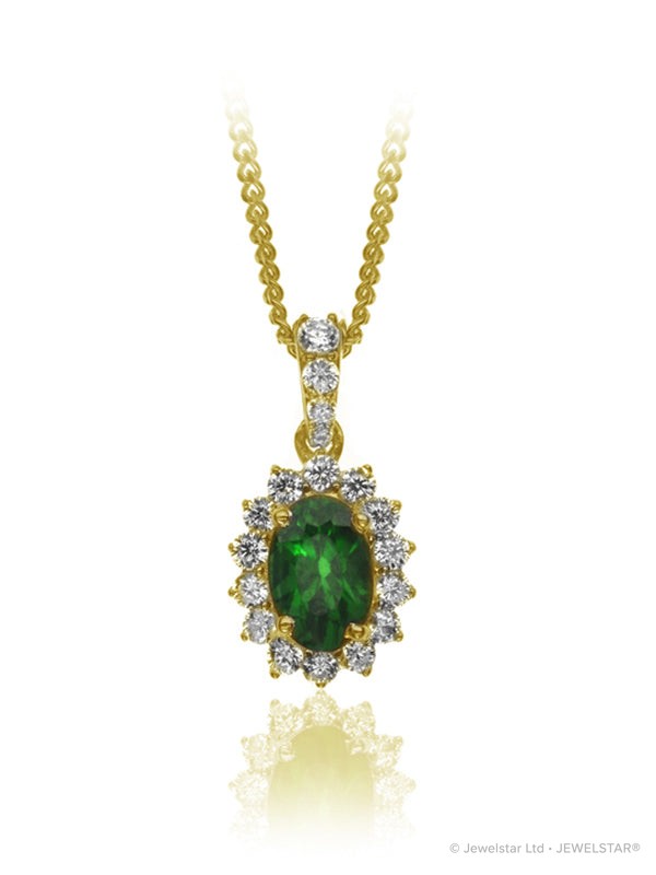 P-13608-EM-Y   Diamond & Emerald Cluster Pendant