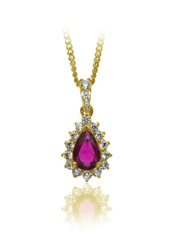 P-13607-RU-Y   Diamond & Ruby Cluster Pendant