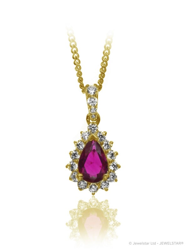 P-13607-RU-Y   Diamond & Ruby Cluster Pendant