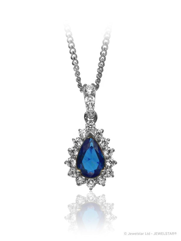 P-13607-SA-W   Diamond & Sapphire Cluster Pendant