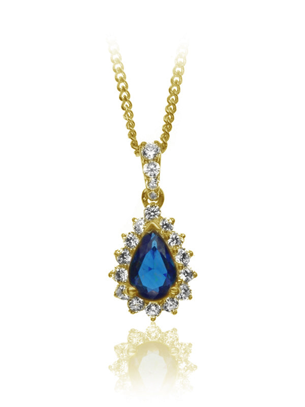 P-13607-SA-Y   Diamond & Sapphire Cluster Pendant