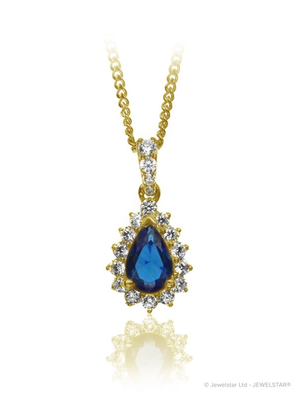 P-13607-SA-Y   Diamond & Sapphire Cluster Pendant