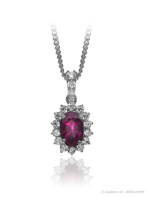 P-13608-RU-W   Diamond & Ruby Cluster Pendant