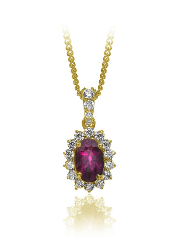 P-13608-RU-Y   Diamond & Ruby Cluster Pendant