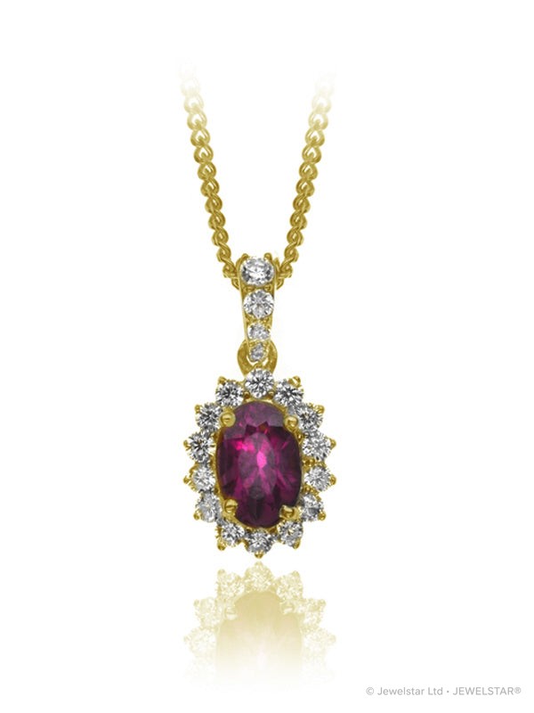 P-13608-RU-Y   Diamond & Ruby Cluster Pendant
