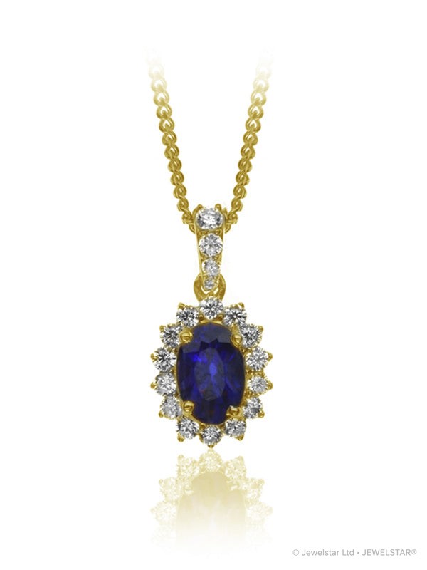P-13608-SA-Y   Diamond & Sapphire Cluster Pendant
