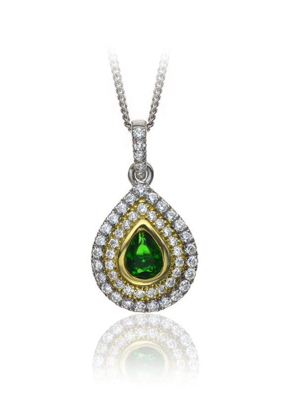 P-14081-EM-W   Diamond & Emerald Cluster Pendant