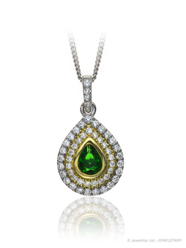 P-14081-EM-W   Diamond & Emerald Cluster Pendant