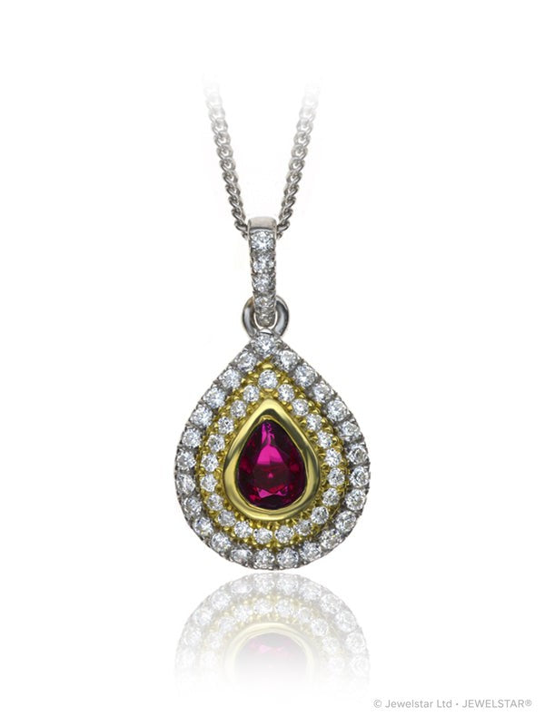 P-14081-RU-W   Diamond & Ruby Cluster Pendant