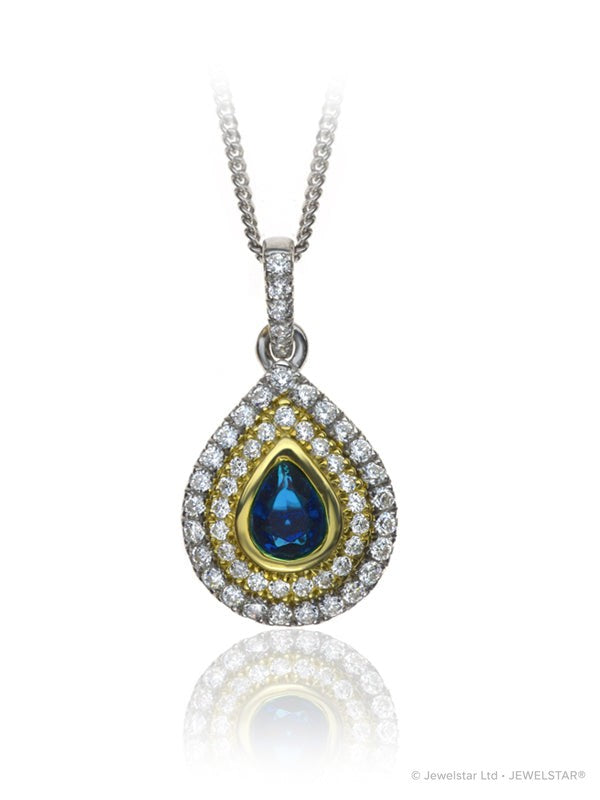 P-14081-SA-W   Diamond & Sapphire Cluster Pendant