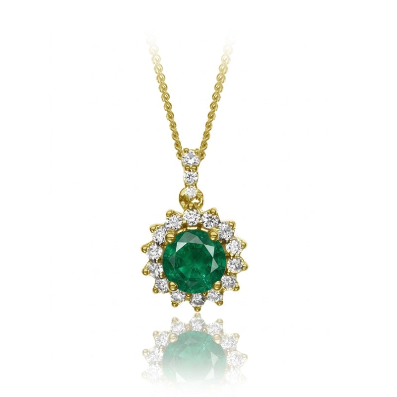 P-15264-EM-Y   Diamond & Emerald Cluster Pendant