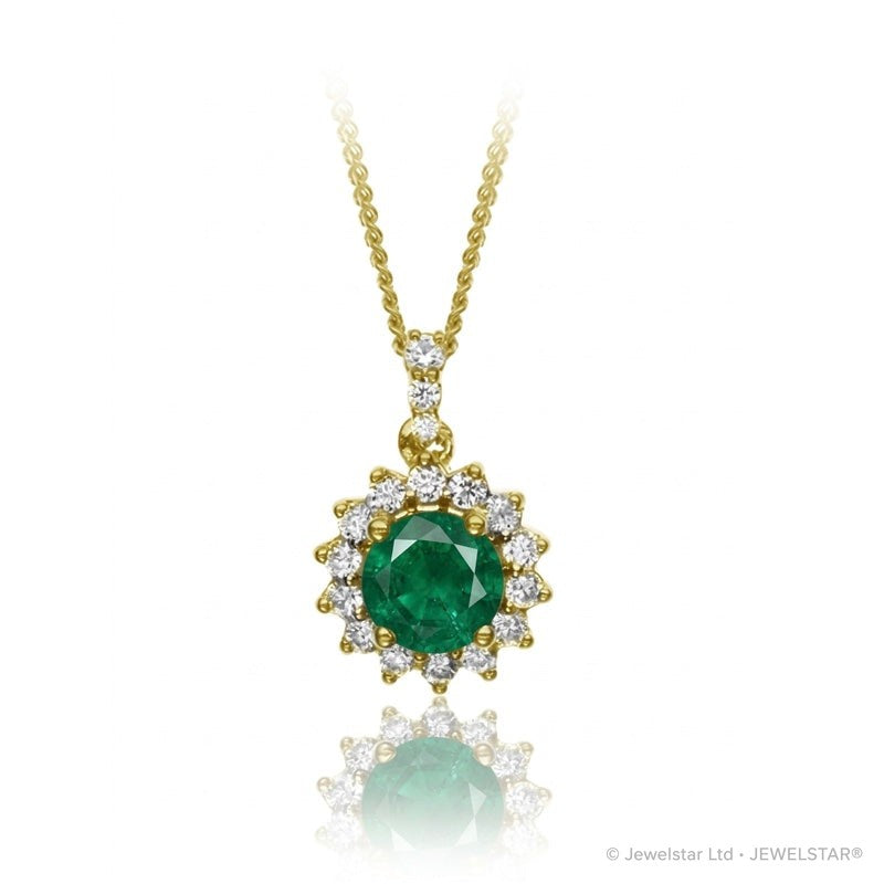 P-15264-EM-Y   Diamond & Emerald Cluster Pendant