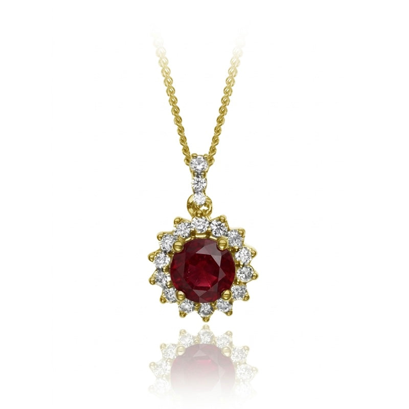 P-15264-RU-Y   Diamond & Ruby Cluster Pendant