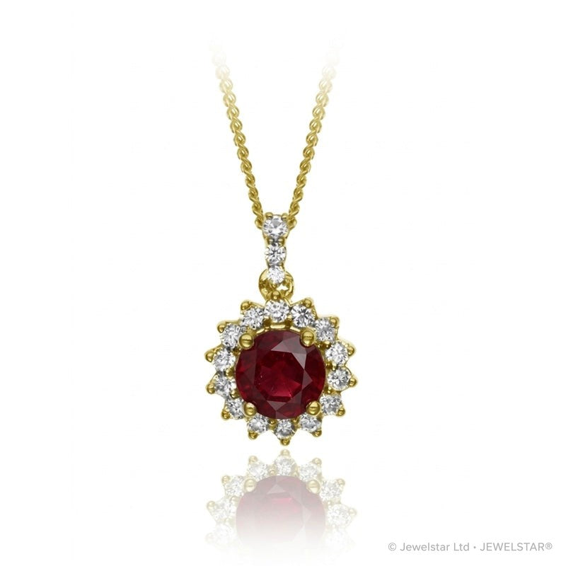 P-15264-RU-Y   Diamond & Ruby Cluster Pendant