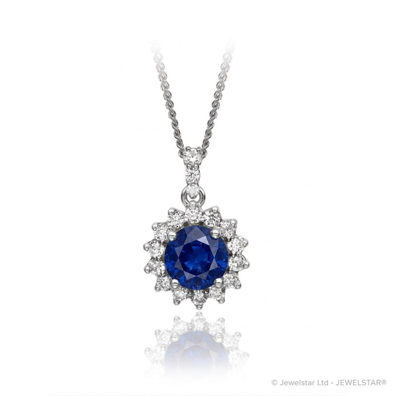 P-15264-SA-W   Diamond & Sapphire Cluster Pendant