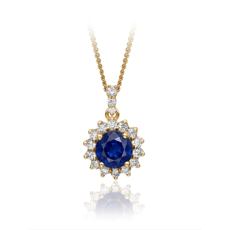 P-15264-SA-Y   Diamond & Sapphire Cluster Pendant