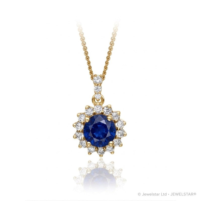 P-15264-SA-Y   Diamond & Sapphire Cluster Pendant
