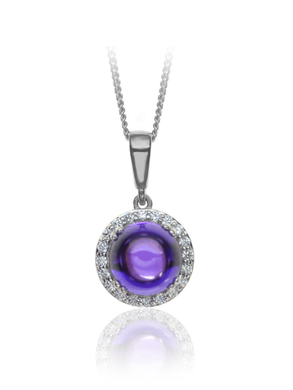 P-42121-AM-W   Diamond & Amethyst Cluster Pendant