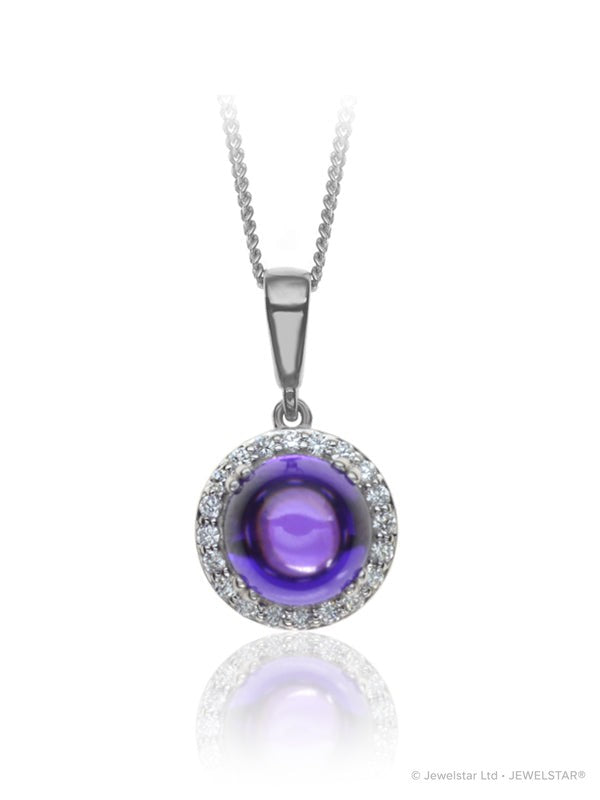 P-42121-AM-W   Diamond & Amethyst Cluster Pendant