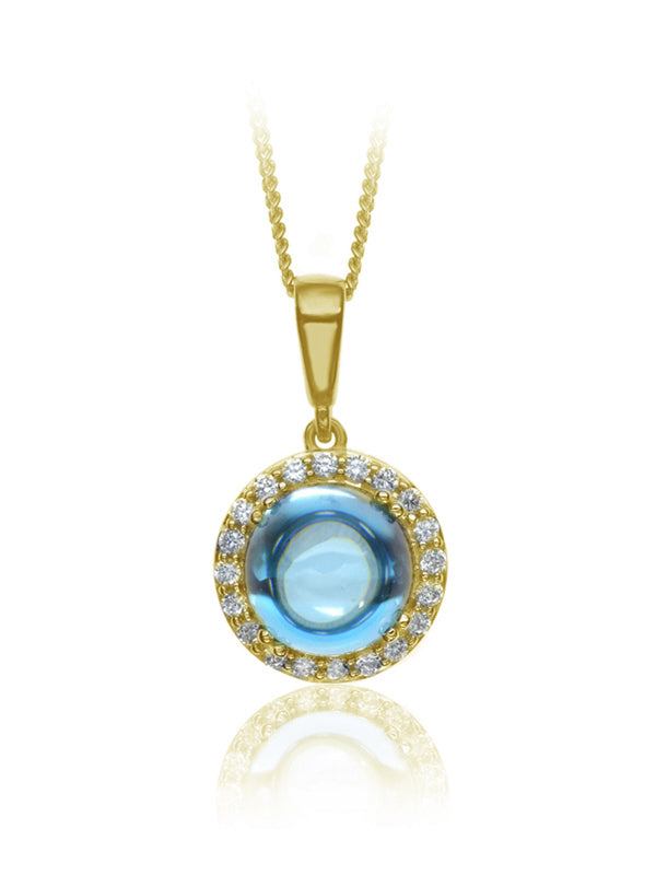 P-42121-BT-Y   Diamond & Blue Topaz Cluster Pendant