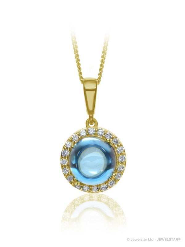 P-42121-BT-Y   Diamond & Blue Topaz Cluster Pendant