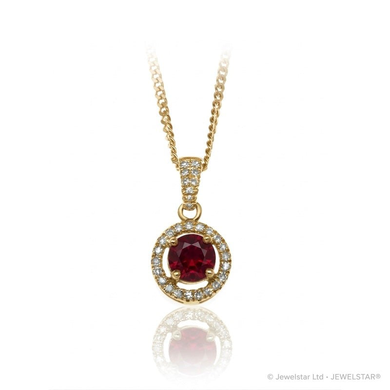 P-42346-RU-Y   Diamond & Ruby Halo Pendant