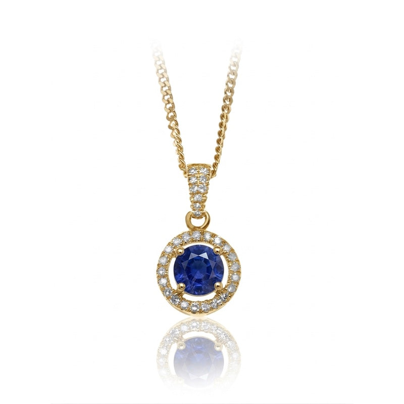 P-42346-SA-Y   Diamond & Sapphire Halo Pendant