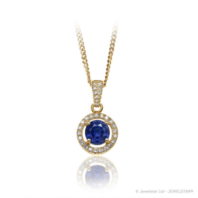 P-42346-SA-Y   Diamond & Sapphire Halo Pendant
