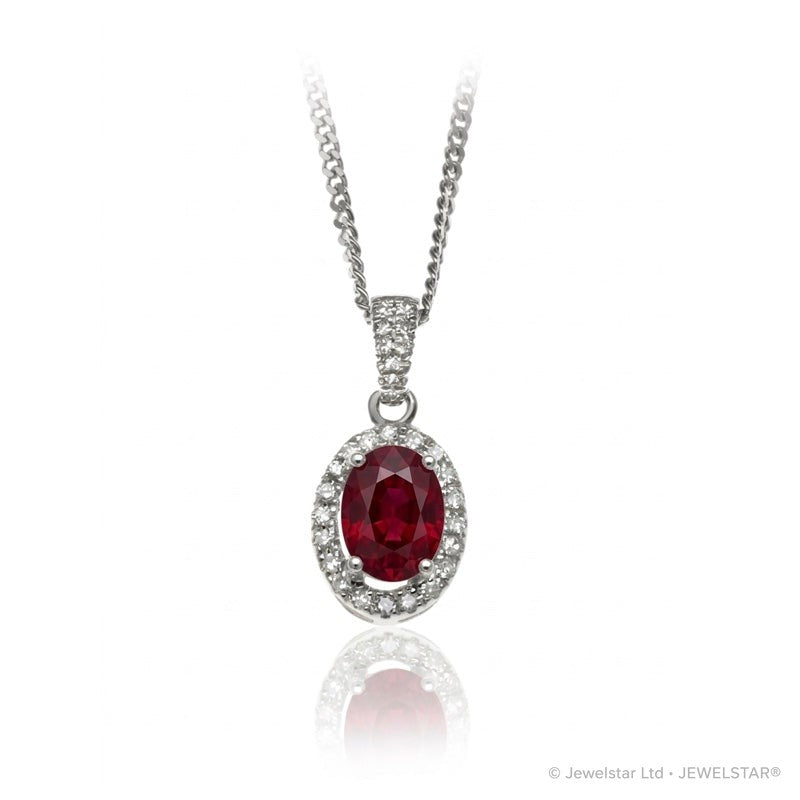 P-42347-RU-W   Diamond & Ruby Halo Pendant