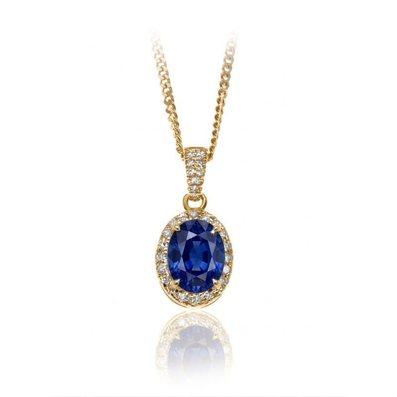 P-42347-SA-Y   Diamond & Sapphire Halo Pendant
