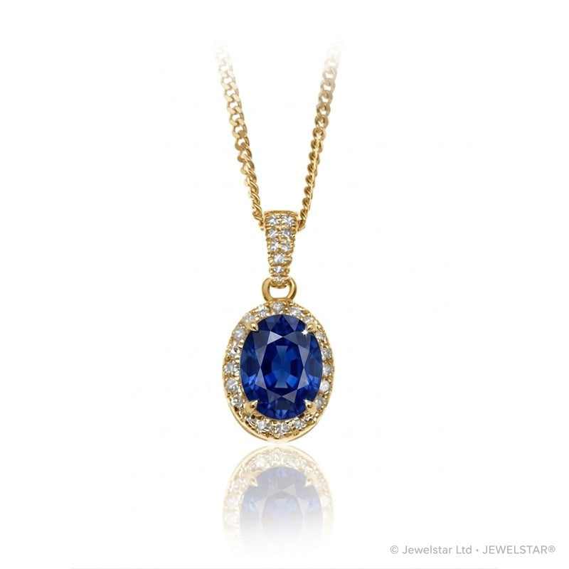 P-42347-SA-Y   Diamond & Sapphire Halo Pendant