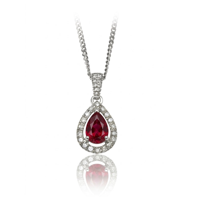 P-42348-RU-W   Diamond & Ruby Halo Pendant