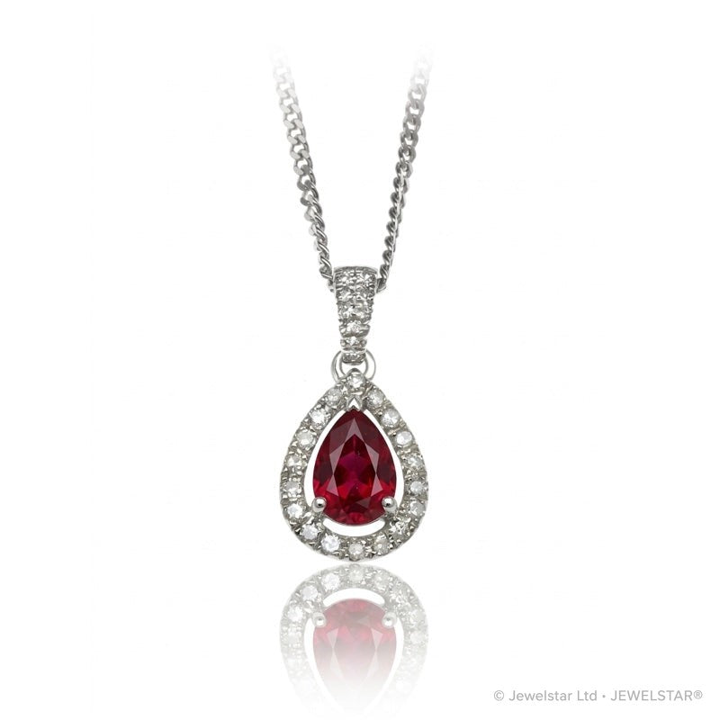 P-42348-RU-W   Diamond & Ruby Halo Pendant