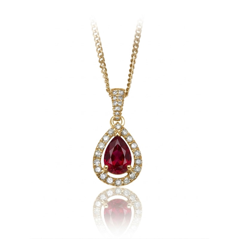 P-42348-RU-Y   Diamond & Ruby Halo Pendant