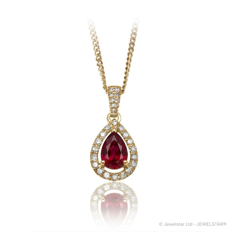 P-42348-RU-Y   Diamond & Ruby Halo Pendant