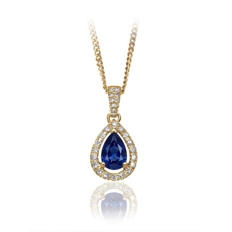 P-42348-SA-Y   Diamond & Sapphire Halo Pendant
