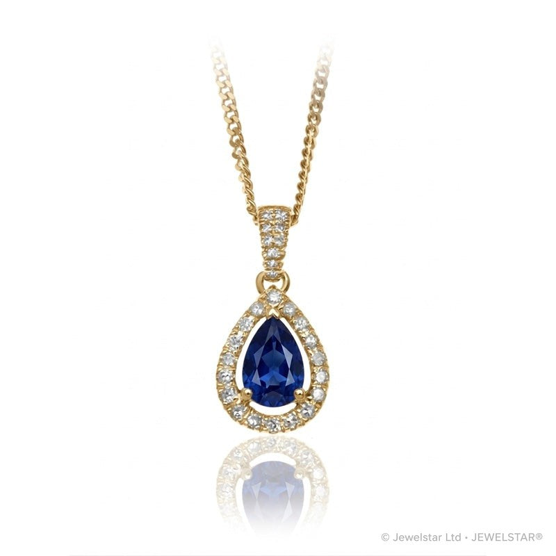 P-42348-SA-Y   Diamond & Sapphire Halo Pendant