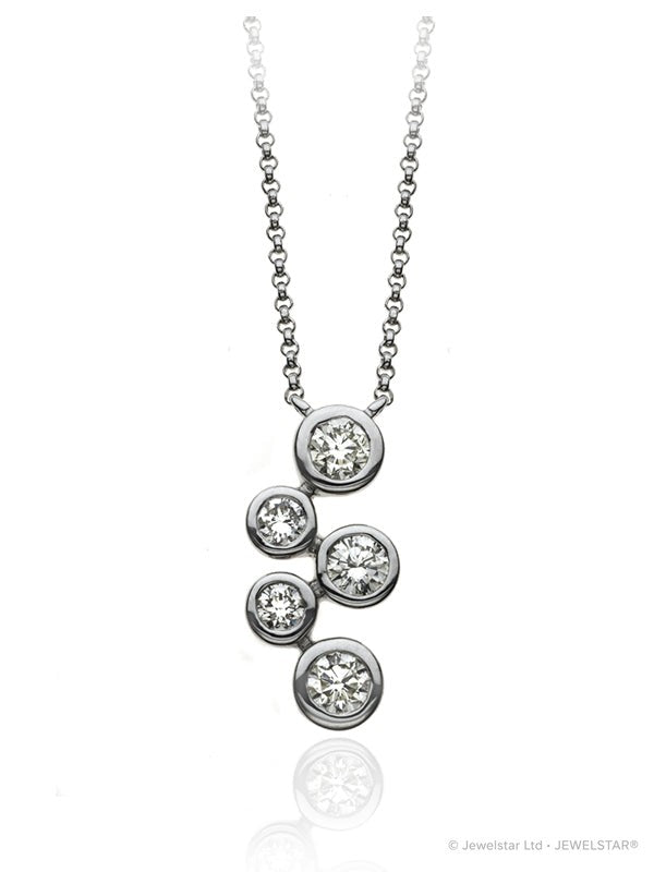P-67501-AD-W   Diamond Five Stone Bubble Pendant & Chain